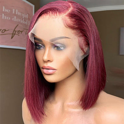 99J Color Straight 4x4/13x4 Lace Bob Wig Glueless Human Hair Wig