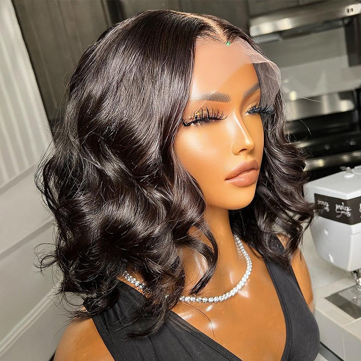 [Zoe] 150% Wavy 7x5 Lace Bob Wig Glueless Bob Lace Human Hair Wig
