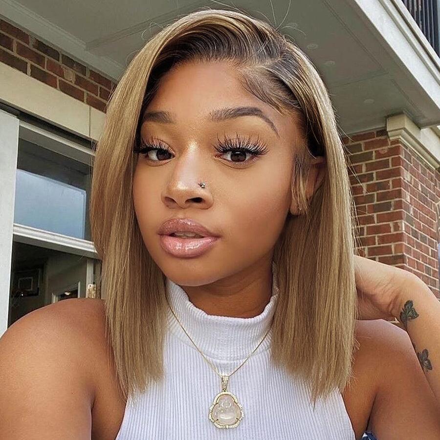 T1B/27 Straight Bob 4x4/13x4 Lace Wig Glueless Human Hair Wig