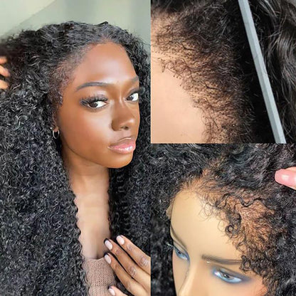 [Nelly] 4C Curly Edges Wigs Afro Kinky Curly Wigs 13x4 Real HD Lace Front Human Hair Wigs