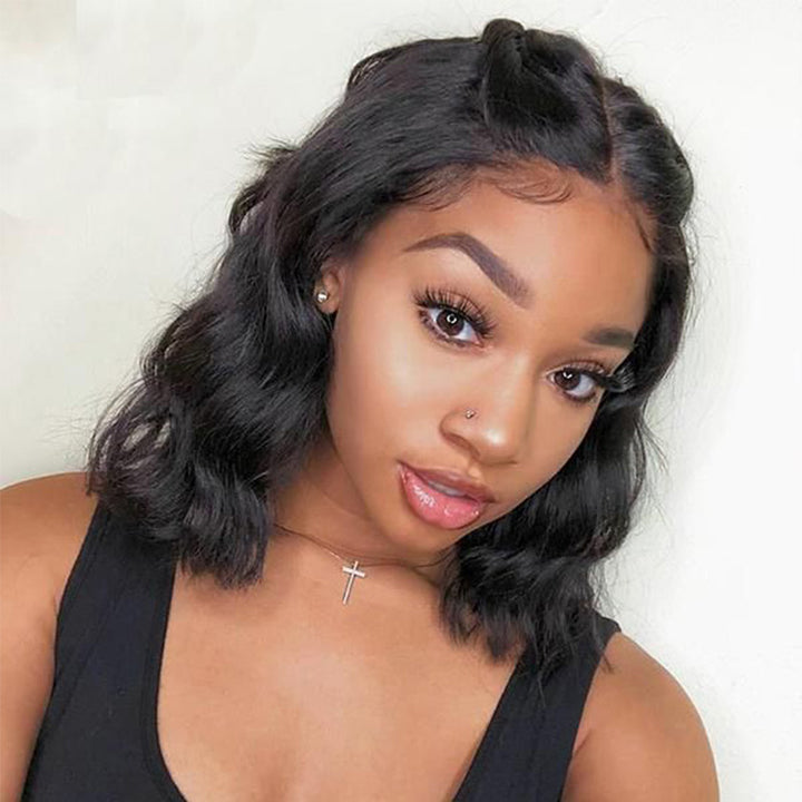 Short Body Wave Lace Front Wig Human Hair Pre Cut Glueless HD Lace Front Wigs