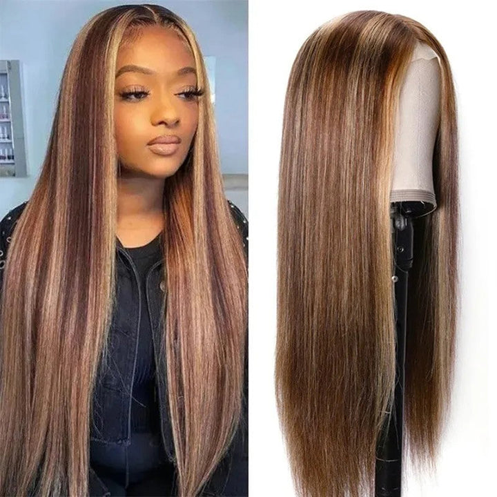 Highlight Honey Brown Straight 13x4 HD Lace Wig Glueless Body Wave Lace Frontal Wig [Beyonce]