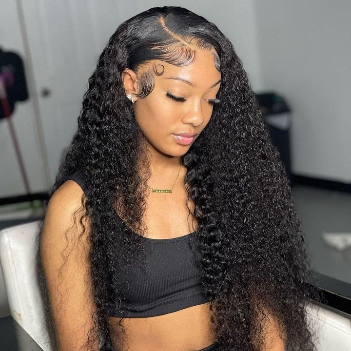 Curly Full Lace Wig Can Be Braid Preplucked Hairline Human Hair Wig