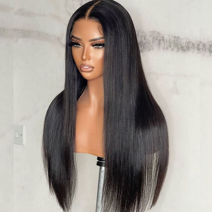 Glueless Straight 5x5 Lace Wig HD Lace Human Hair Wig Bleached Knots