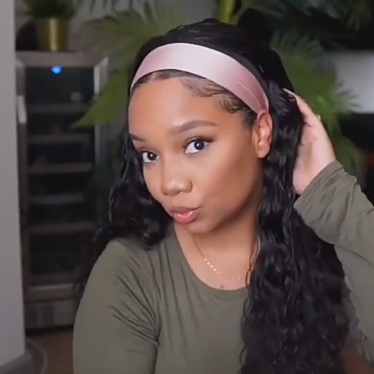 Flash Deal $119.99 24" Water Wave Headband Wig Easy Wear Go Human Hair Wigs