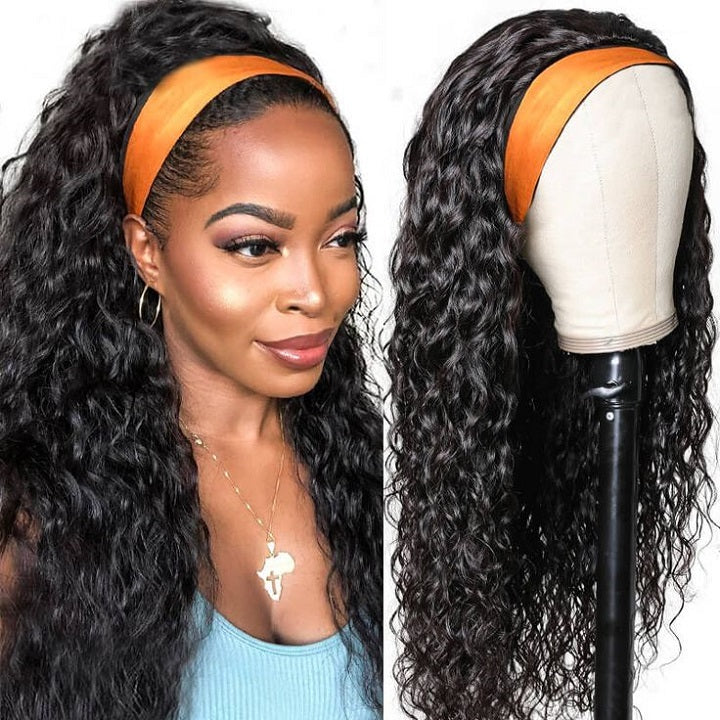 Flash Deal $119.99 24&quot; Water Wave Headband Wig Easy Wear Go Human Hair Wigs