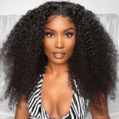 Pre Cut Glueless Lace Wigs Kinky Curly Human Hair Wigs 5x5 Real HD Lace Closure Wigs