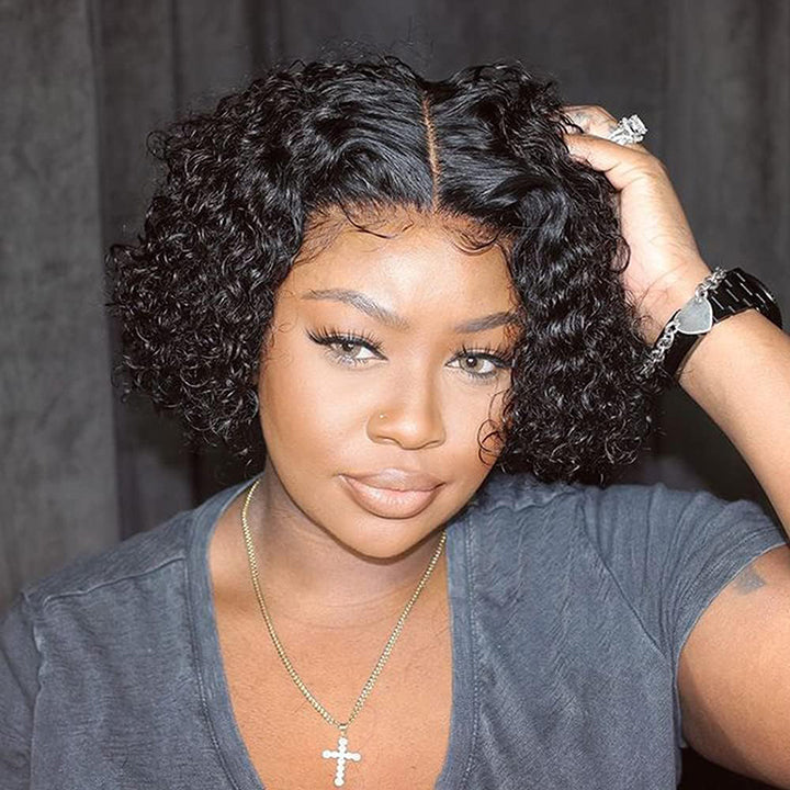 Glueless Deep Wave Bob HD Lace Front Wigs Wear and Go Glueless Wig for Beginners