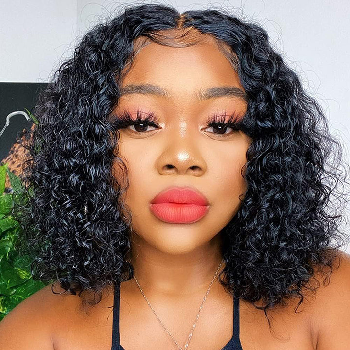 Glueless Deep Wave Bob HD Lace Front Wigs Wear and Go Glueless Wig for Beginners