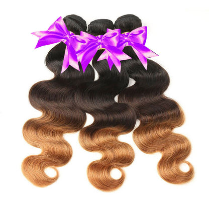T1B/4/30 Body Wave Hair 3 Bundles With 4x4 Lace Closure Human Hair Weaves