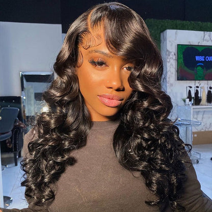 Loose Deep Wave Full Lace Wig Can Be Braid Preplucked Hairline Wig