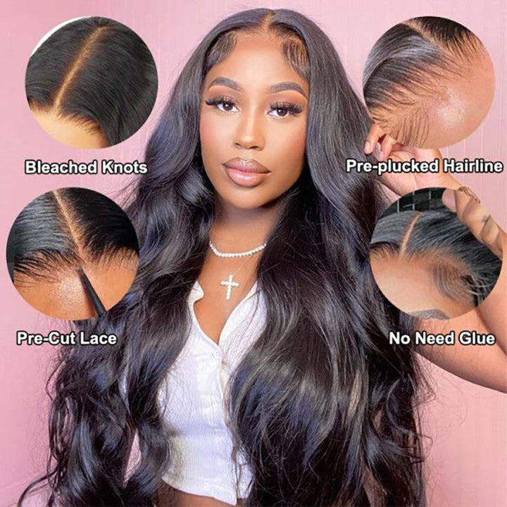 5x5 Pre Cut Glueless Body Wave Wigs Real HD Lace Human Hair Wigs