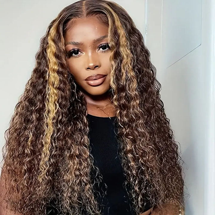 Pre Cut Lace Wigs Wear & Go Wig Highlight Ombre Water Wave Lace Front Wig