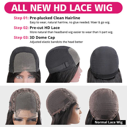 Pre Cut 5x5 Glueless Lace Closure Wigs Straight Human Hair Wig Real HD Lace Wigs [Magic]