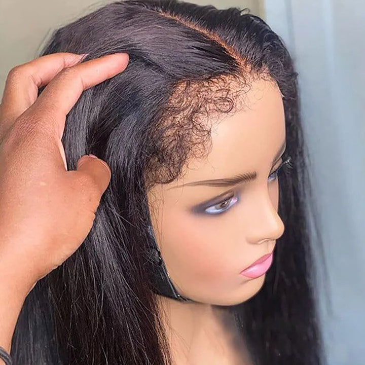 4C Hairline Edge Wigs 13x4 Straight HD Lace Front Human Hair Wigs With Curly Baby Hair Around