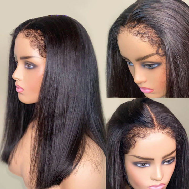 4C Hairline Edge Wigs 13x4 Straight HD Lace Front Human Hair Wigs With Curly Baby Hair Around