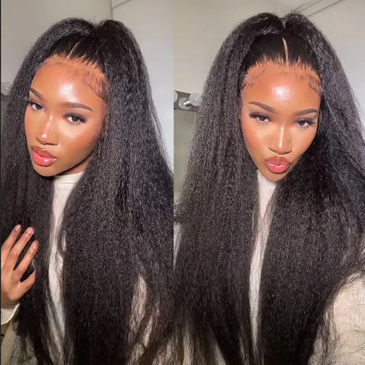 Pre Cut Wear and Go Glueless Wigs Yaki Straight 5x5 Real HD Lace Frontal Wig